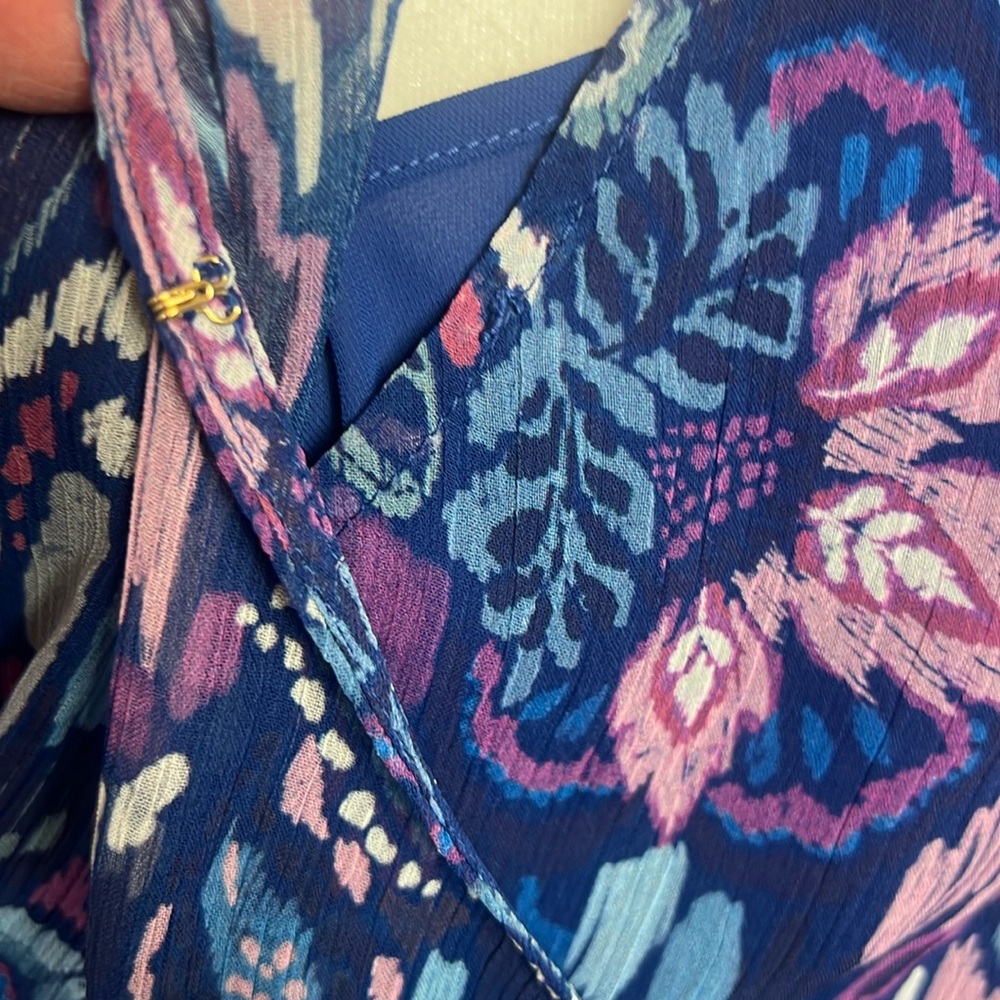 NWT Ramy Brook Exclusive Printed Marion Maxi Dress Blue Pink Pockets XS - Picture 7 of 12